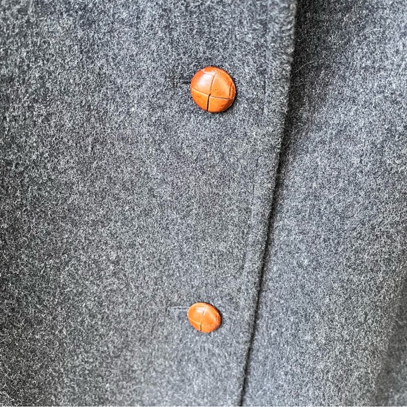 Lodenfrey 100% Virgin Wool Overcoat In Charcoal Gray With Hunter Green Accents - Picture 8 of 16